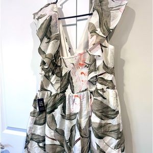 Versatile Printed V-Neck Ruffle Mini Dress Multi Colored